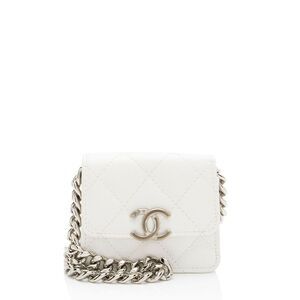 Chanel Caviar Leather Enamel Coco Clutch on Chain